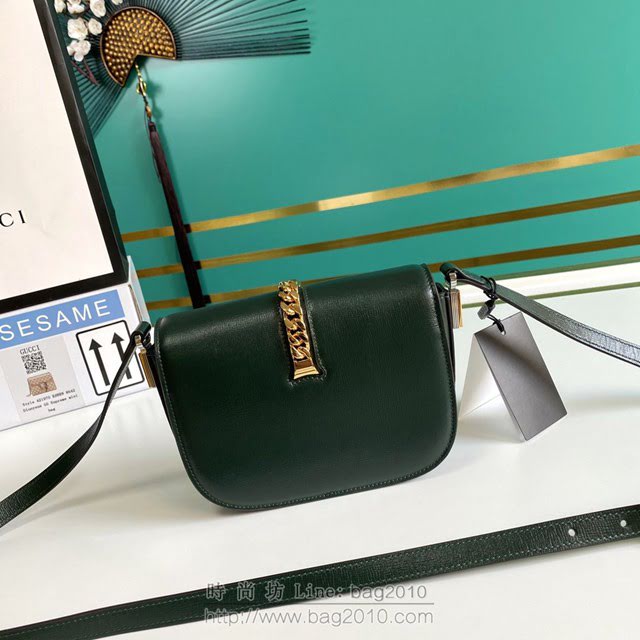 Gucci古馳包包 G家新款女包 款號:615965 Sylvie 1969系列迷你肩背包 古奇綠色織紋皮小斜挎包  gdj1355